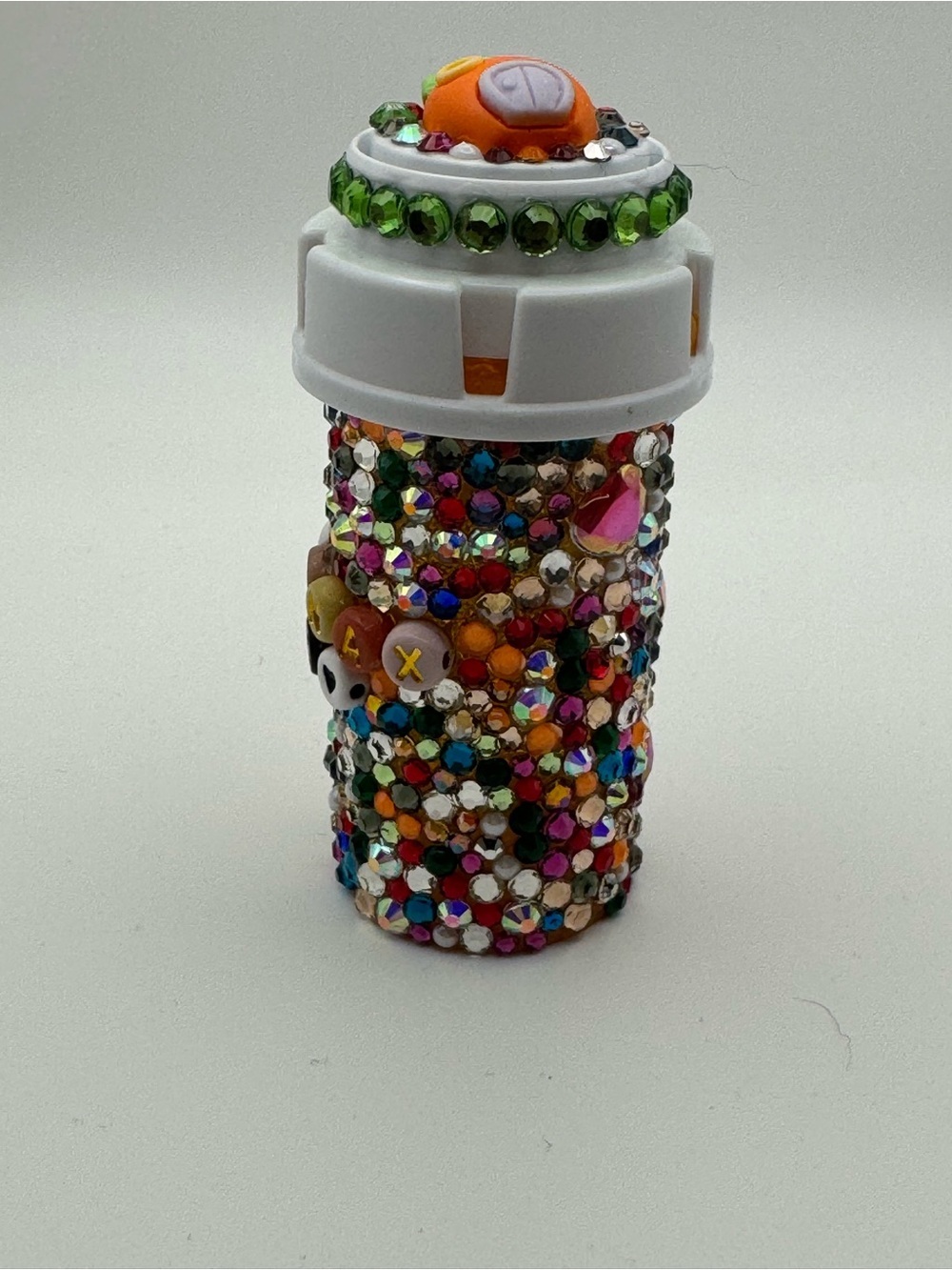 Hand Crafted Multicolor Rhinestone Pill Bottle Decor - Picture 2 of 5